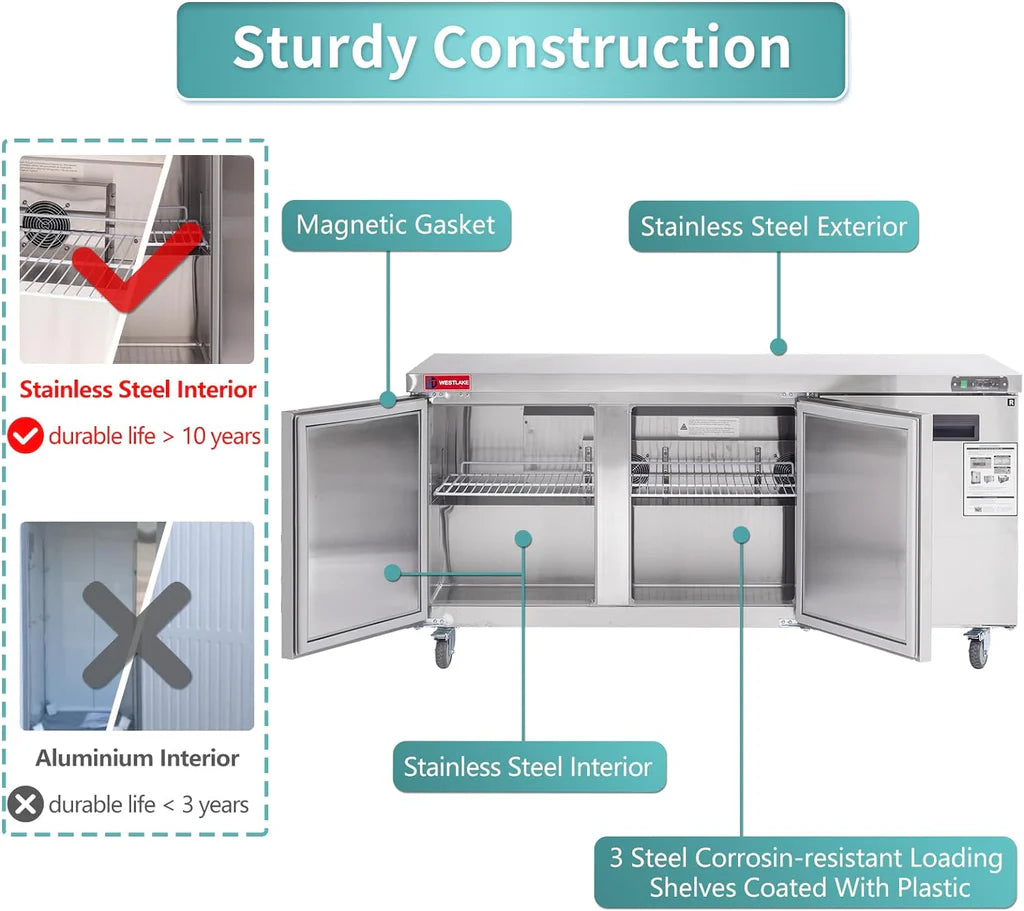 West Lake WKTR-72B Undercounter Refrigerator 3 Door 33-40°F