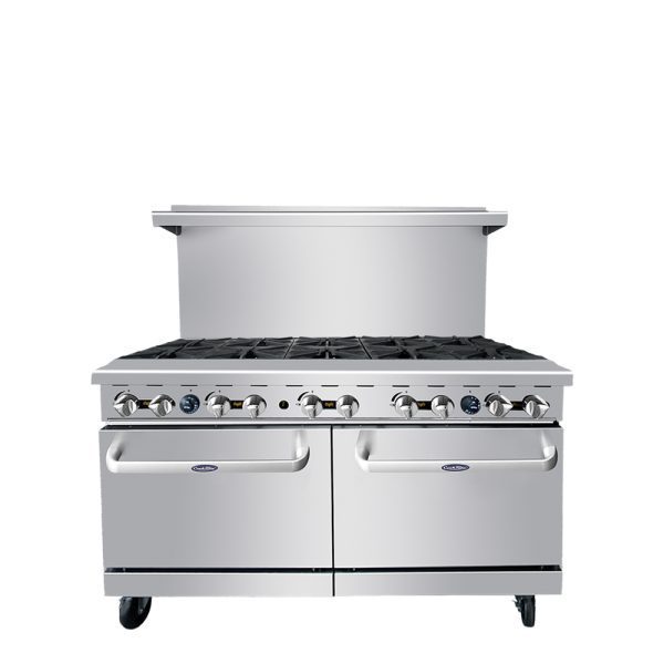 Atosa AGR-10B Gas Range 60 Inch 10 Open Burners With Two 26.5 Inch Ovens