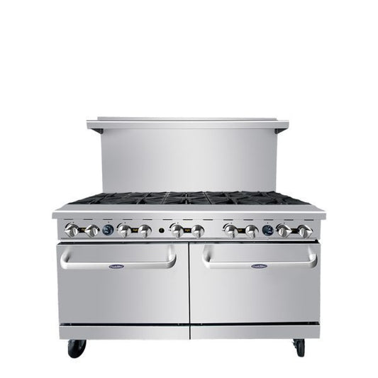 Atosa AGR-10B Gas Range 60 Inch 10 Open Burners With Two 26.5 Inch Ovens