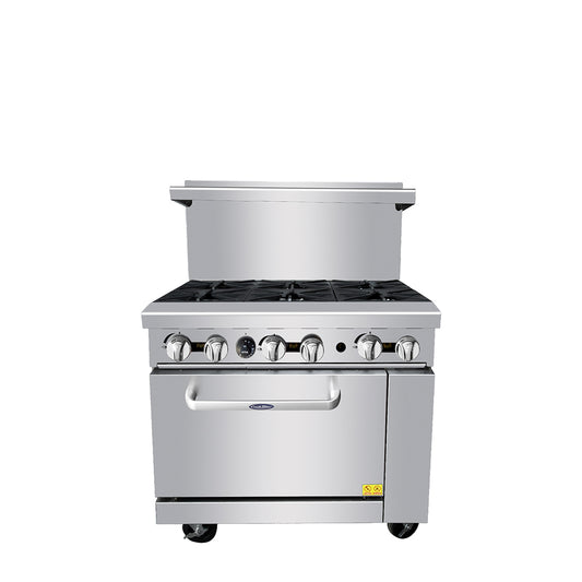 Atosa AGR-6B Gas Range 36 Inch 6 Open Burners 32,000 BTU Each With 26.5 Inch Oven