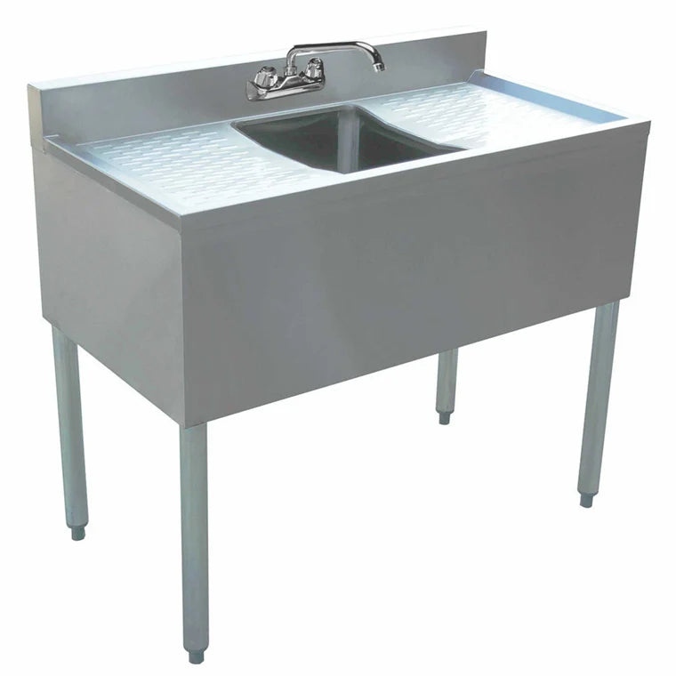 Prepline BAR-1C-LR Stainless Steel One-Compartment Bar Sink with Left and Right Drainboards