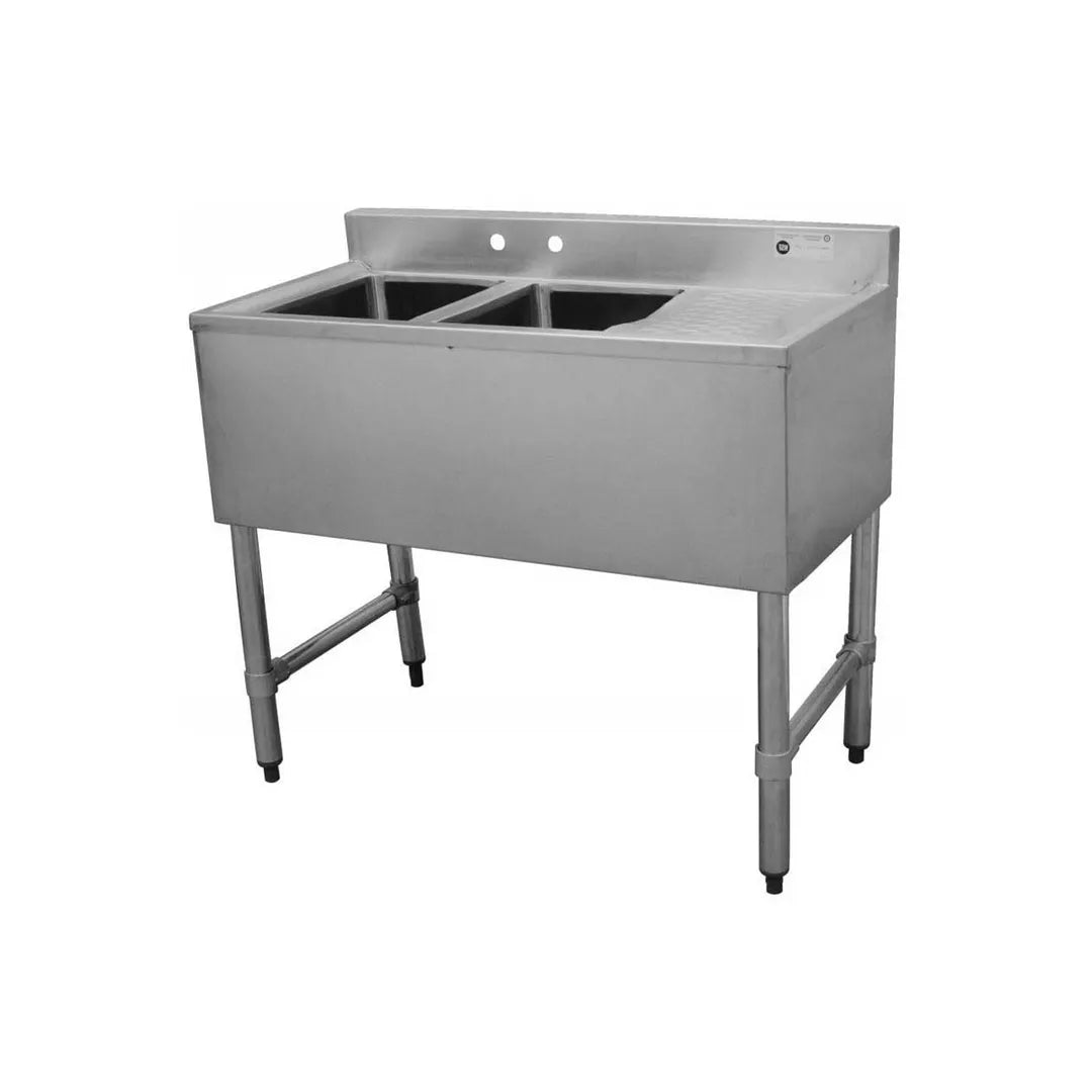 Serv-Ware BAR2B36-R-CWP 2-Compartment Bar Sink 36" With Right Drainboard