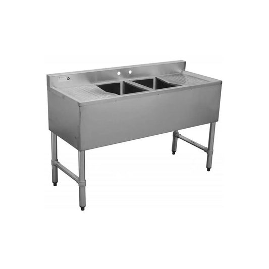 Serv-Ware BAR2B48-LR-CWP 2-Compartment Bar Sink 48" With Dual Drainboards