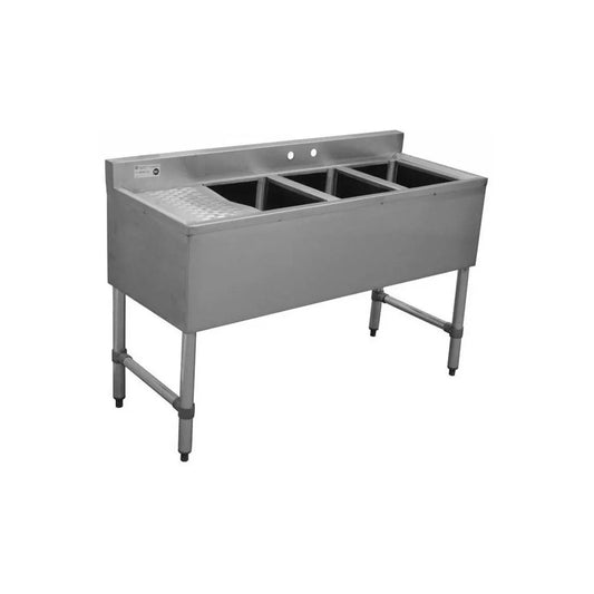 Serv-Ware BAR3B48-L-CWP 3-Compartment Bar Sink 48" With Left Drainboard