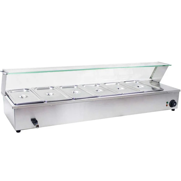 Prepline BM6 48 Inch 6-Pan Countertop Steam Table Bain Marie Food Warmer 110V