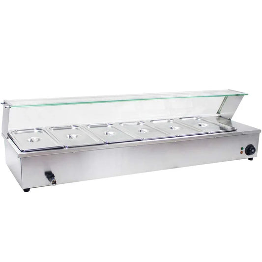 Prepline BM6 48 Inch 6-Pan Countertop Steam Table Bain Marie Food Warmer 110V