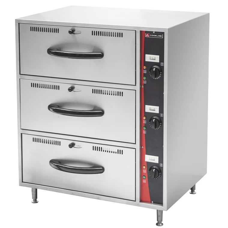 COOKLINE C-DW-3 Triple Freestanding Stainless Steel Drawer Warmer- 120V