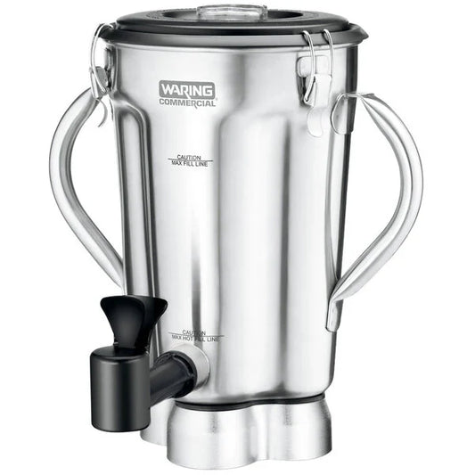 Waring CAC125 One-Gallon Stainless Steel Commercial Blender Container Assembly with Blade, Lid, and Dispensing Spigot
