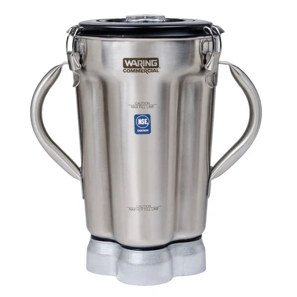 Waring CAC72 One-Gallon Stainless Steel Commercial Blender Container Assembly with Blade and Vinyl Lid