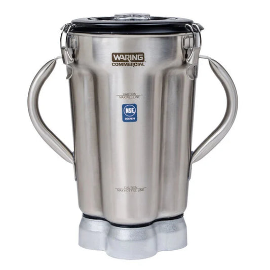Waring CAC72 One-Gallon Stainless Steel Commercial Blender Container Assembly with Blade and Vinyl Lid