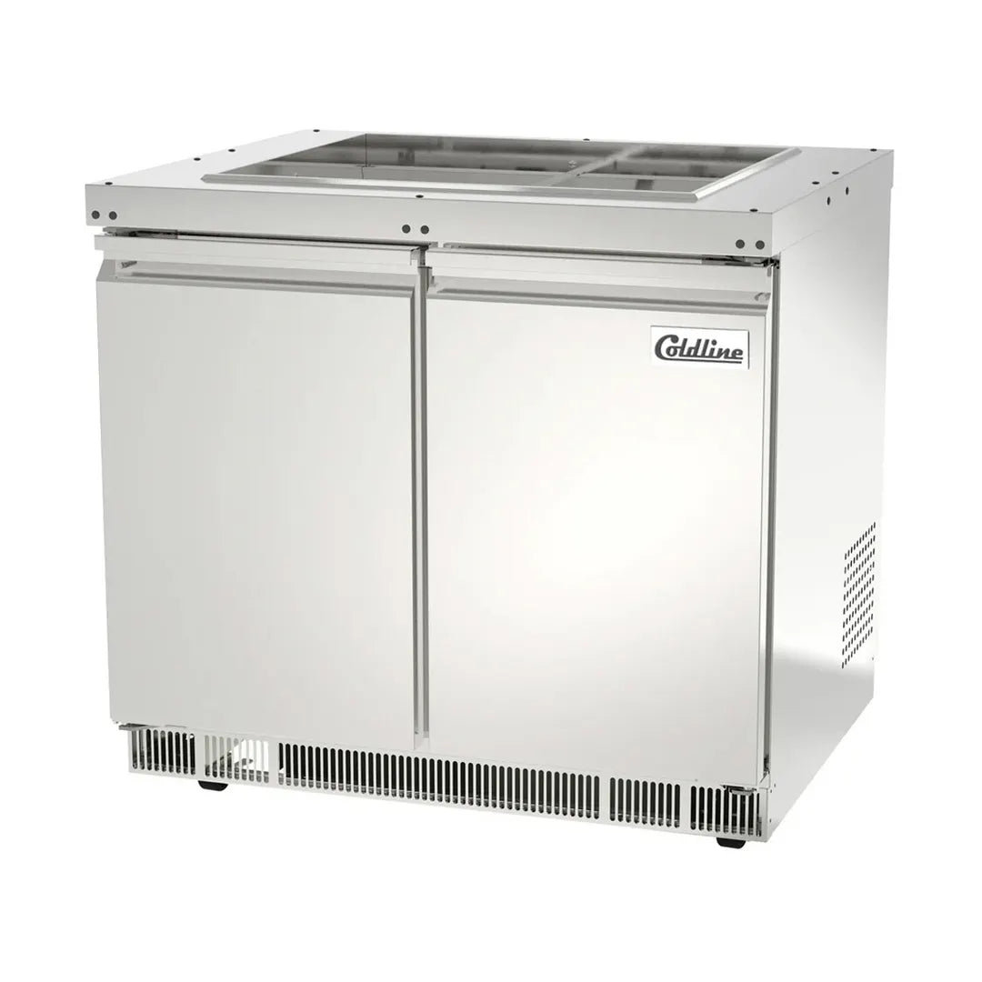 COLDLINE CBT-36-CSG 37-Inch Mobile Refrigerated Chef Base Refrigerator 33°F to 40°F