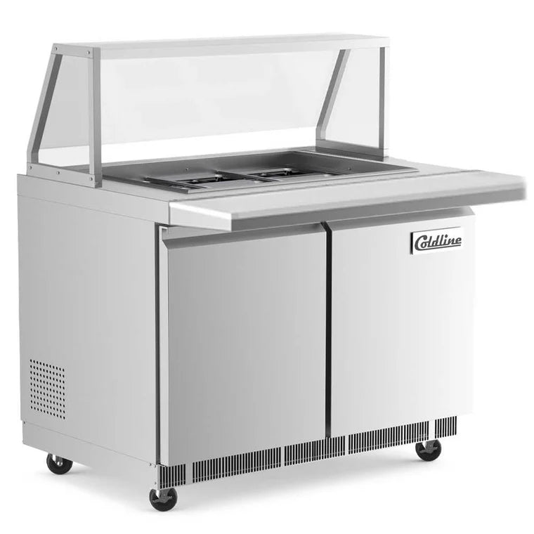 COLDLINE CBT-48-CSG 14 Cu. Ft. 2-Section Refrigerated Sandwich / Salad Prep Table 33-41°F