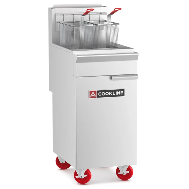 COOKLINE CF50-NG 15.5" Natural Gas Floor Fryer with 50 lb. Capacity and 120,000 BTU