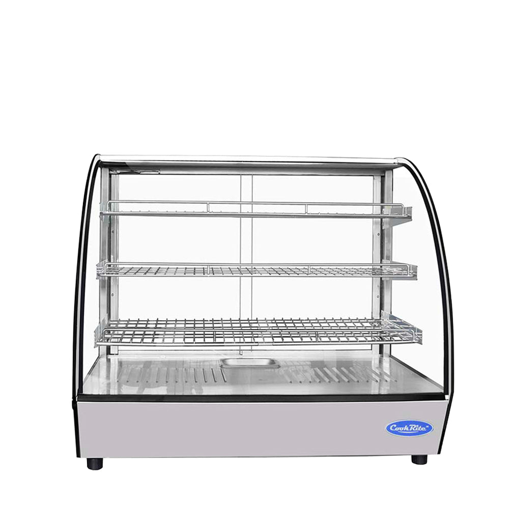 Atosa CHDC-44 Heated Display Case Curved 4.4 Cu Ft 3 Shelves Sliding Rear Doors