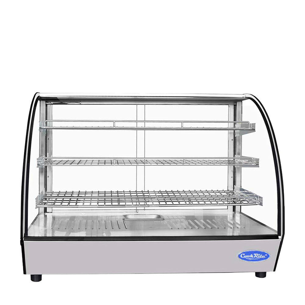 Atosa CHDC-56 Heated Display Case Curved 5.6 Cu Ft 3 Shelves Sliding Rear Doors