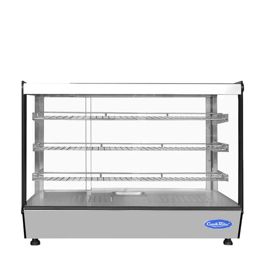 Atosa CHDS-71 Heated Display Case Square 7.1 Cu Ft 3 Shelves Sliding Rear Doors