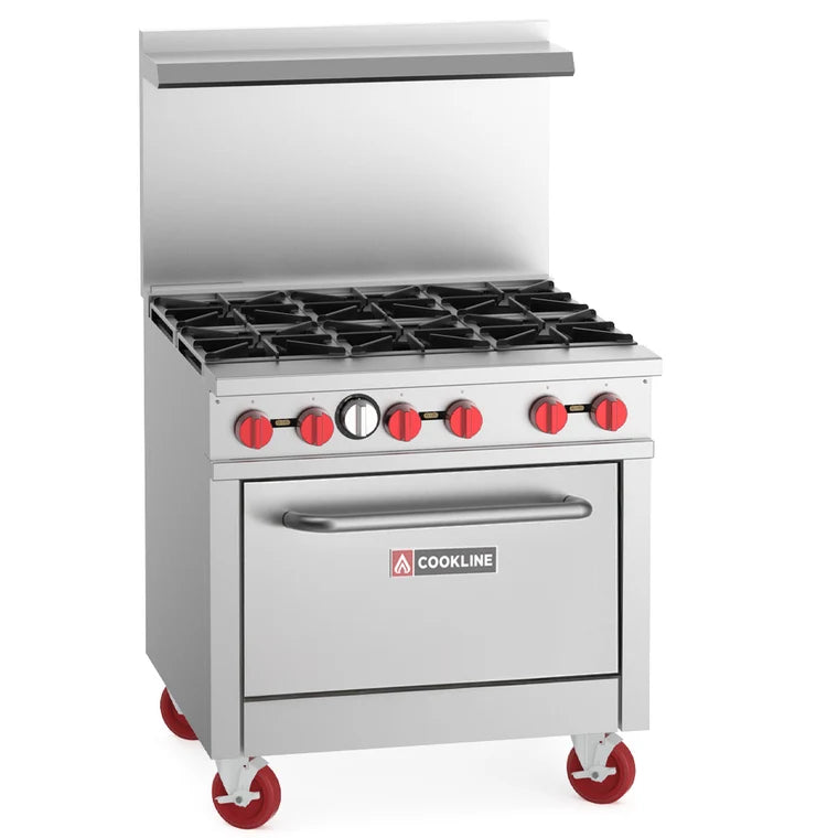 Cookline CR36-6C 36 Inch 6 Burner Convection Oven Gas Range 211,000 BTU