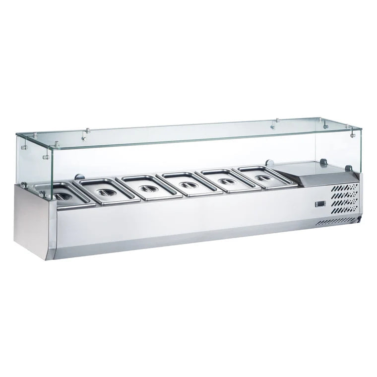 Coldline CTP60SS 60-Inch 6-Pan Refrigerated Countertop Salad Bar with Stainless Steel Top Cover, 33°F to 41°F