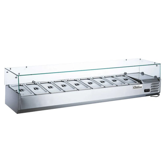 COLDLINE CTP80SG 79-Inch Refrigerated Countertop Salad and Sandwich Prep Rail 33°F to 41°F