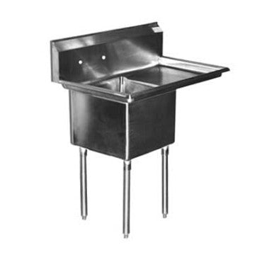 Serv-Ware D1CWP1620R-18 One-Compartment Sink 16" x 20" Bowl Right 18" Drainboard