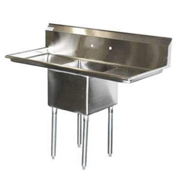 Serv-Ware D1CWP18182-18 One-Compartment Sink 18" x 18" Bowl with 18" Drainboard