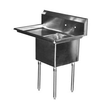 Serv-Ware D1CWP1818L-18 One-Compartment Sink 18" x 18" Bowl Left 18" Drainboard