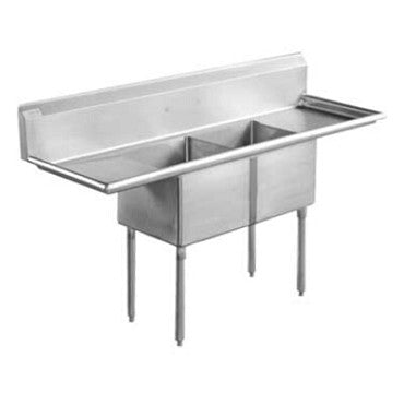 Serv-Ware D2CWP16202-18 Two-Compartment Sink 16" x 20" Bowls with 18" Drainboard