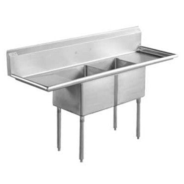 Serv-Ware D2CWP18182-18 Two-Compartment Sink 18" x 18" Bowls with 18" Drainboard