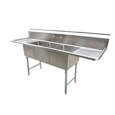 Serv-Ware D3CWP1620 Three-Compartment Sink 16" x 20" Bowls