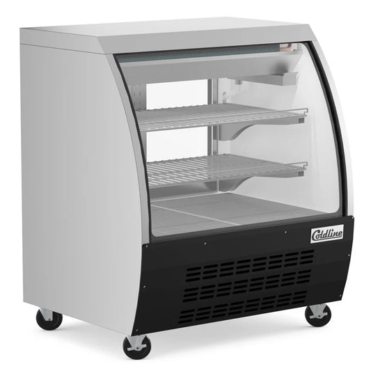 COLDLINE DC36-B 10 Cu. Ft. Black Curved Glass Deli Meat Display Case 32-43°F