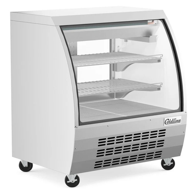 COLDLINE DC36-SS 10 Cu. Ft. Stainless Steel Curved Glass Deli Meat Display Case 32-43°F