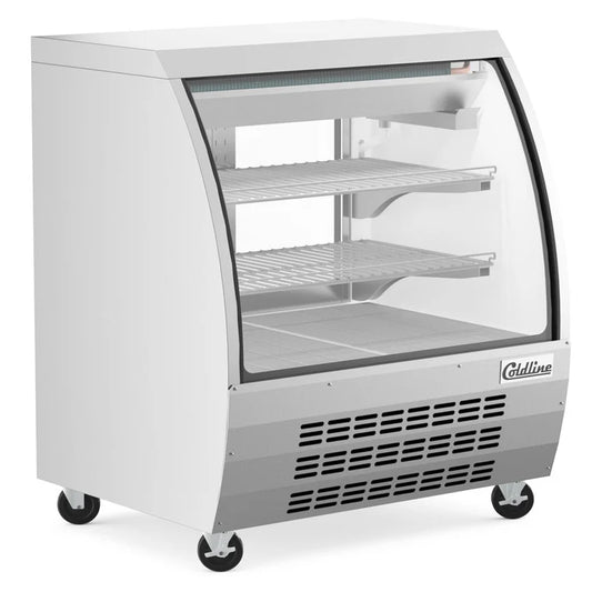 COLDLINE DC36-SS 10 Cu. Ft. Stainless Steel Curved Glass Deli Meat Display Case 32-43°F