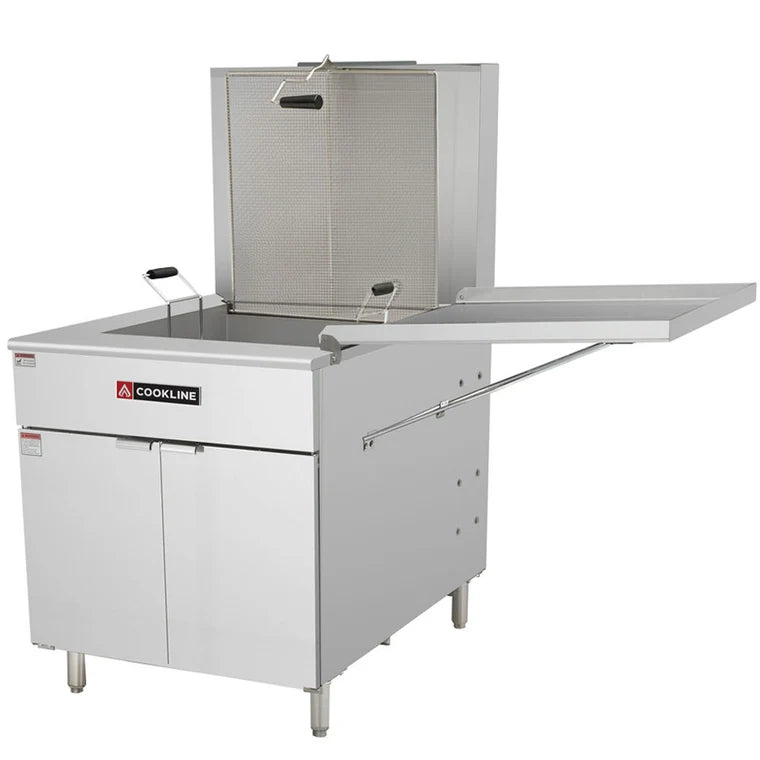 Cookline DOF-125 125 lb. Oil Capacity 3-Burner Gas Flat Bottom Donut Fryer, 90,000 BTU