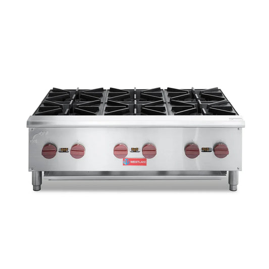 WESTLAKE EHP-6S 36"  6-Burner Countertop Gas Hot Plate Range 150,000 BTU Stainless Steel