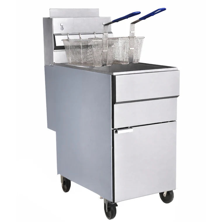PREPLINE ENFF400N 15.5" Natural Gas Floor Fryer with 50 lb. Oil Capacity and 120,000 BTU