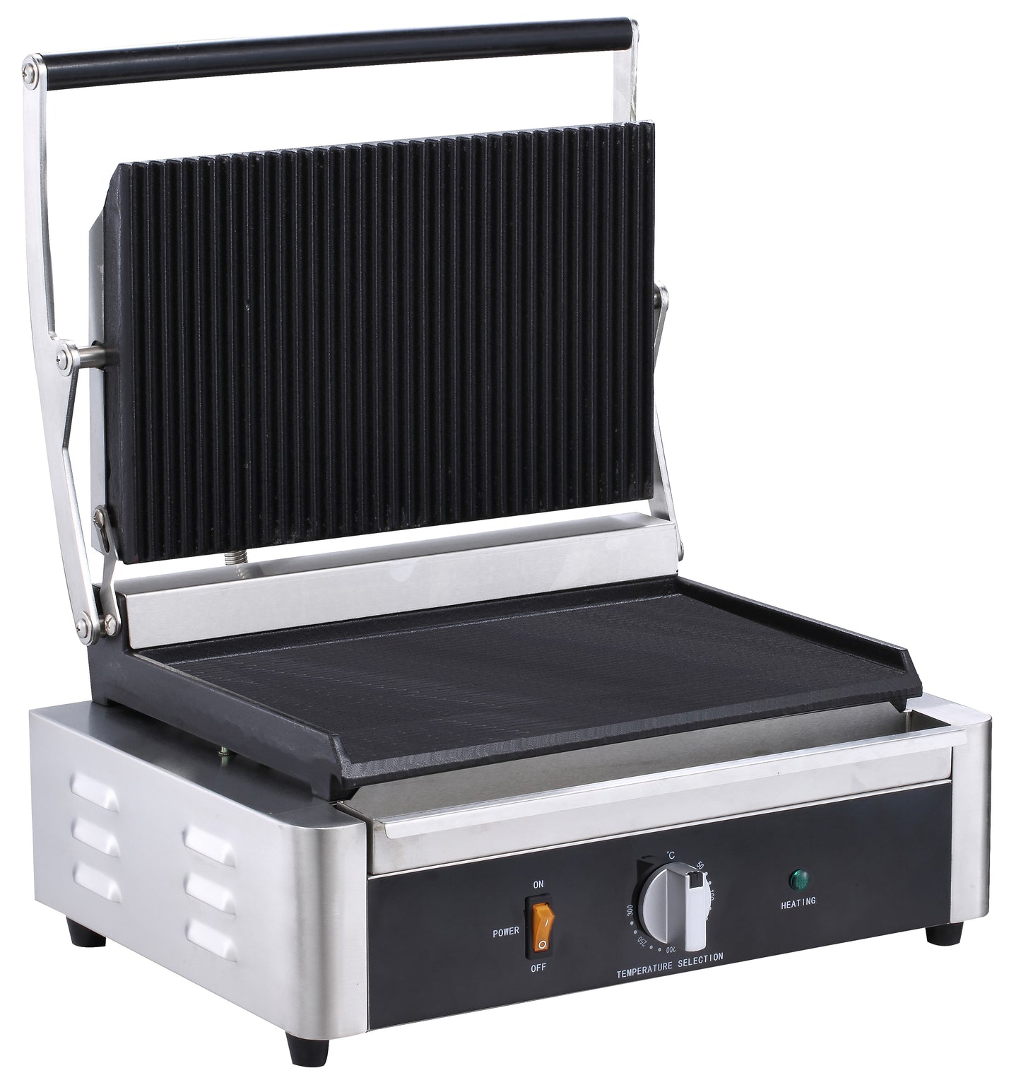 Serv‑Ware EPG‑100GF Panini / Sandwich Grill, 13″ Width, Grooved Top & Smooth Bottom Plates, 120‑570 °F