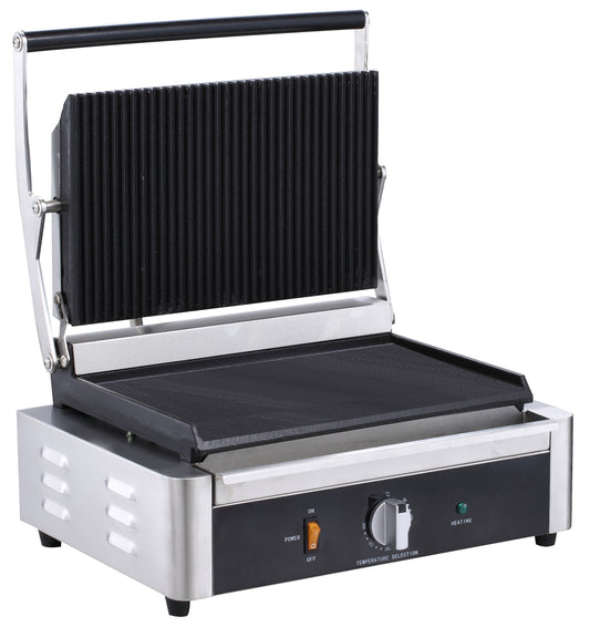 Serv‑Ware EPG‑100GF Panini / Sandwich Grill, 13″ Width, Grooved Top & Smooth Bottom Plates, 120‑570 °F