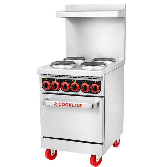 COOKLINE ER24-208 24" Electric Restaurant Range with 4 Burners and 1 Oven