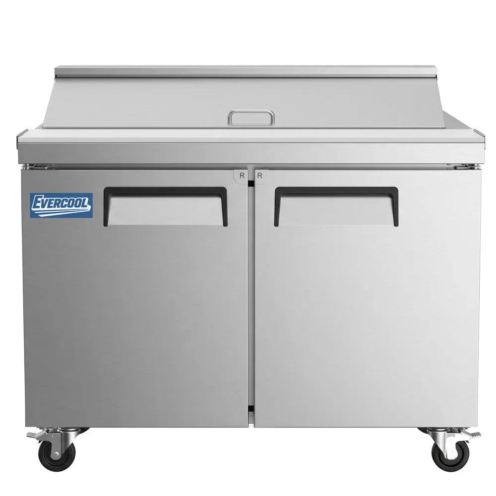 Evercooll ESP48 48 Inch 12 Cu.Ft 2-Section Refrigerated Sandwich Prep Table 33°F to 40°F 110V