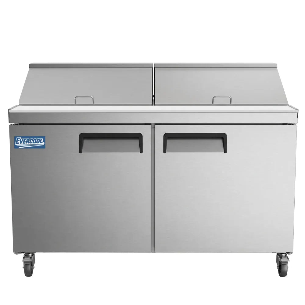 Evercooll ESP60 60 Inch 16 Cu.Ft 2-Section Refrigerated Sandwich Prep Table  Ft. 33°F to 40°F 110V
