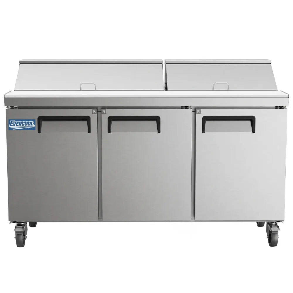Evercooll ESP72 72 Inch 19 Cu.Ft. 2-Section Refrigerated Sandwich Prep Table 33°F to 40°F 110V