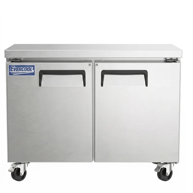 Evercoolll EUC48 48 Inch 13 Cu. Ft. 2-Section Refrigerated Undercounter Refrigerator 33°F to 40°F 115V