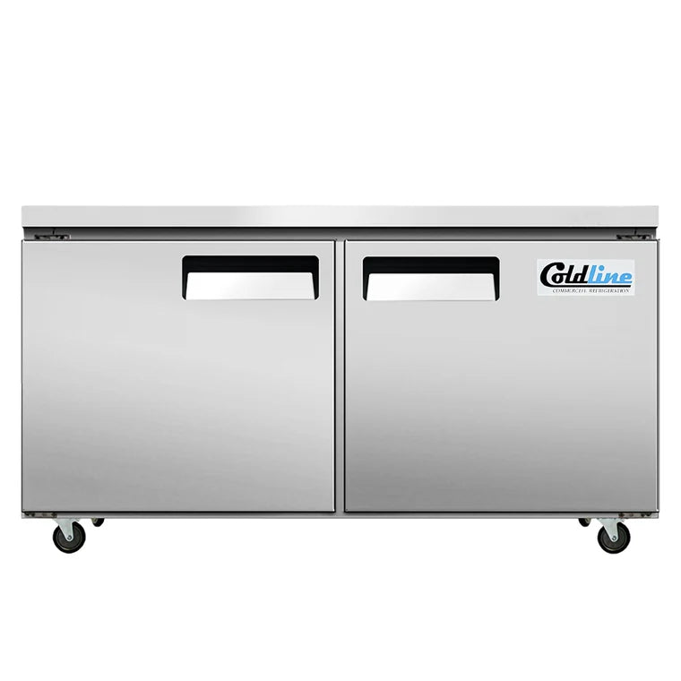 Evercooll EUC60 60 Inch 16 Cu. Ft. 2-Section Refrigerated Undercounter Freezer -8°F to 0°F 110V