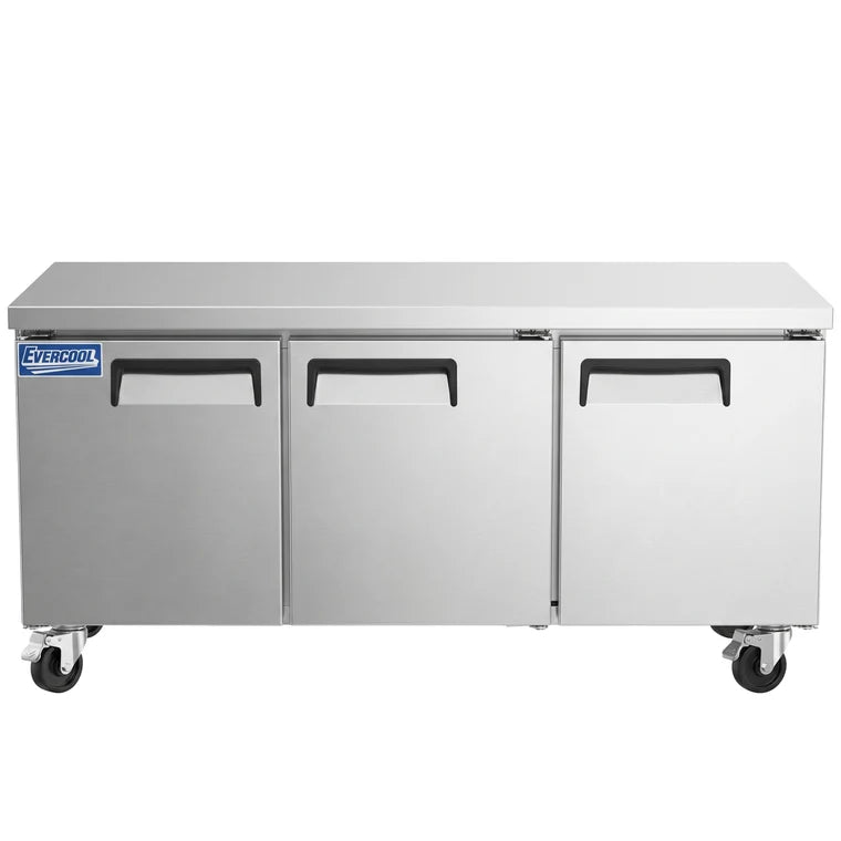 Evercoolll EUC72 72 Inch 19 Cu. Ft. 2-Section Refrigerated Undercounter Refrigerator 33°F to 40°F 110V