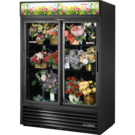 True GDM-47FC-HC-LD Curved Glass Floral cooler, 47 cu.ft., LED