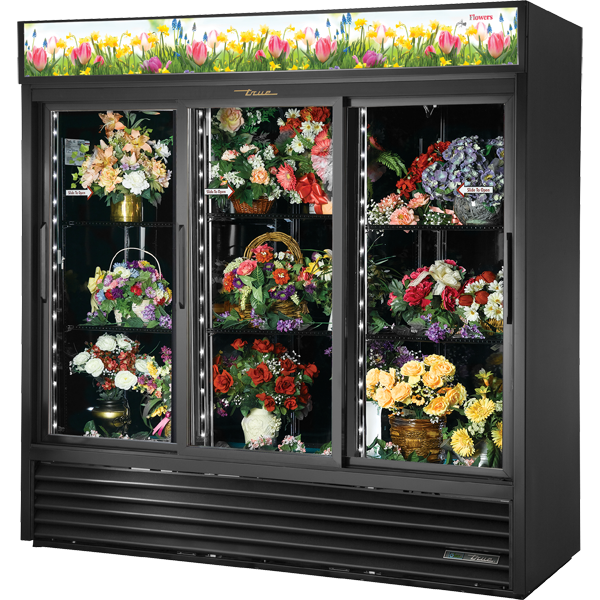 True GDM-69FC-HC-LD Curved Glass Merchandiser, 69 cu.ft., LED