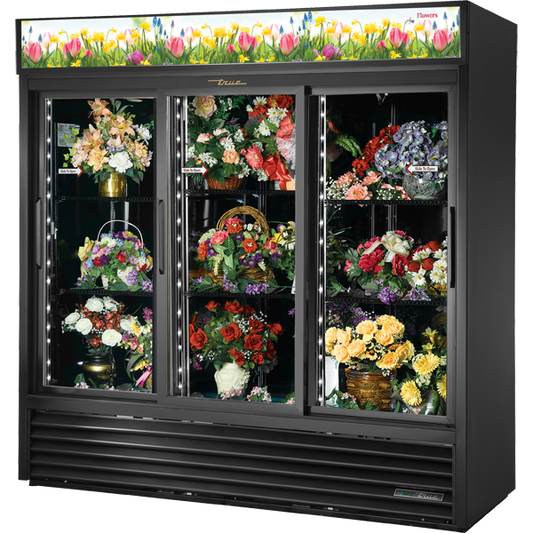 True GDM-69FC-HC-LD Curved Glass Merchandiser, 69 cu.ft., LED