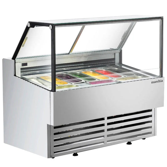 Marchia GIC-10-ST 55.5 Inch Flip Top Gelato Ice Cream Dipping Cabinet Freezer -7.6 F to 5 F