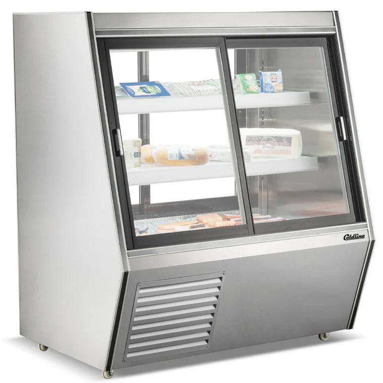 COLDLINE HDL48-DS 22.5 Cu.Ft Refrigerated Sliding Glass Door High Meat Deli Case 33°F-40°F