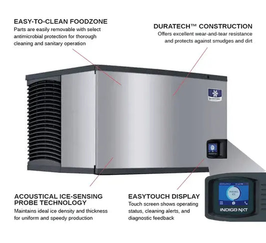 Manitowoc IDT1500N Indigo NXT Full Dice Cube Ice Machine Head 1665 lb/24 hr Remote-Cooled